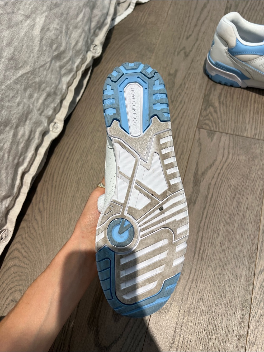 New Balance 550 White and Light Blue Sneakers - Picture 3 of 4
